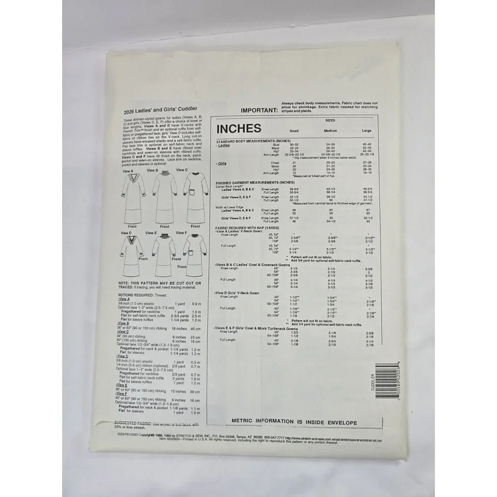 Vintage 1990s Stretch & Sew Ann Person Sewing Pattern 2026 - Cuddlers